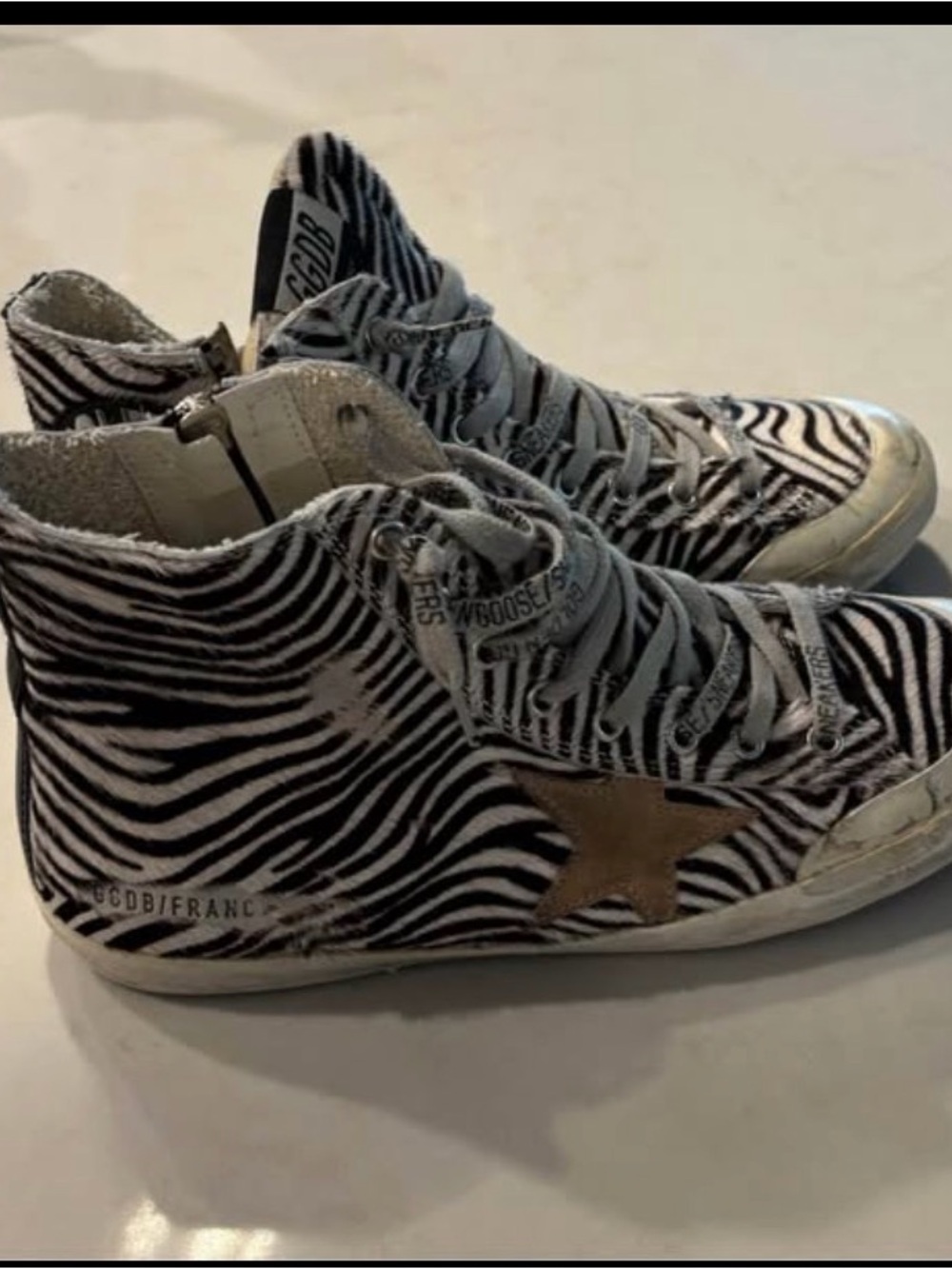 Golden Goose Zebra Print Hi-Top Sneakers -Like new size 38